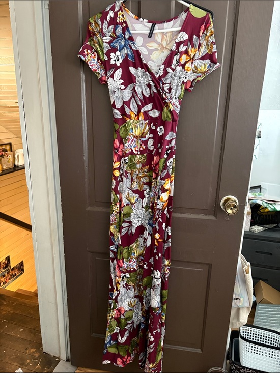 Dresses & Skirts - Floral Wrap Maxi Dress - Burgundy